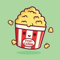 gratuit vecteur mignonne dessin animé pop corn sur panier art conception