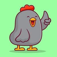 gratuit vecteur mignonne dessin animé noir poulet art conception