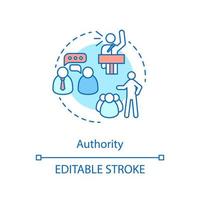 icône de concept d'autorité. grand spécialiste. art oratoire. construction d'équipe. qualités de chef. illustration de ligne mince idée de compétences en leadership. dessin de contour isolé de vecteur. trait modifiable vecteur