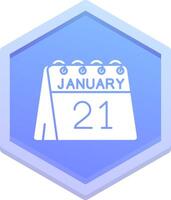 21e de janvier polygone icône vecteur