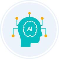 artificiel intelligence glyphe deux Couleur cercle icône vecteur