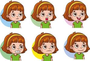 des gamins visages montrant différent émotions vecteur illustration