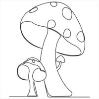 champignon continu Célibataire ligne art dessin les plantes concept contour vecteur