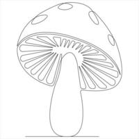 champignon continu Célibataire ligne art dessin les plantes concept contour vecteur