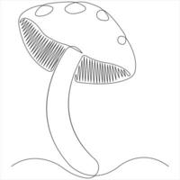 champignon continu Célibataire ligne art dessin les plantes concept contour vecteur