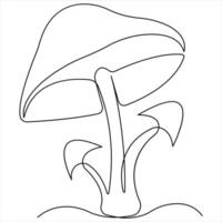 champignon continu Célibataire ligne art dessin les plantes concept contour vecteur