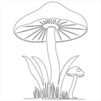 champignon continu Célibataire ligne art dessin les plantes concept contour vecteur