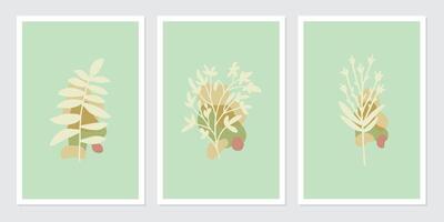 botanique affiche mur art vecteur ensemble. abstrait plante art conception pour mur encadré impressions, Toile impressions, affiche, Accueil décor