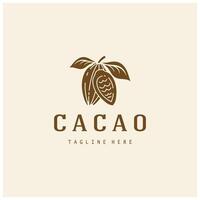 cacao logo, cacao haricot, cacao arbre, cacao branches et feuilles, chocolat mélanger sur blanc arrière-plan, vintage, moderne, simple, minimaliste icône illustration modèle conception vecteur