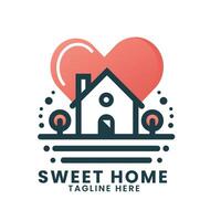 sucré Accueil l'amour maison concept réel biens bâtiment logo conception modèle vecteur