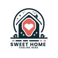 sucré Accueil l'amour maison concept réel biens bâtiment logo conception modèle vecteur