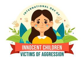 international journée de innocent les enfants victimes de agression vecteur illustration sur 4 juin avec des gamins triste pensif et pleure dans plat dessin animé Contexte