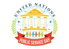 uni nations Publique un service journée vecteur illustration avec publiques prestations de service à le communauté dans le développement processus dans plat dessin animé Contexte