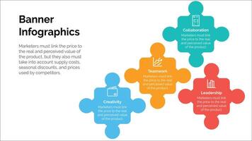 modèle de conception infographique d'entreprise avec 4 options, étapes ou processus. peut être utilisé pour la mise en page du flux de travail, le diagramme, le rapport annuel, la conception Web vecteur