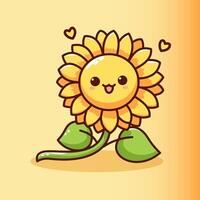 vecteur mignonne Soleil fleur mascotte dessin animé