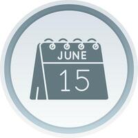 15e de juin solide bouton icône vecteur