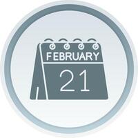 21e de février solide bouton icône vecteur