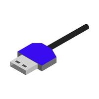 câble usb isométrique sur fond blanc vecteur