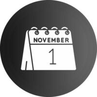 1er de novembre solide noir icône vecteur