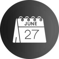 27e de juin solide noir icône vecteur