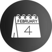 4e de février solide noir icône vecteur