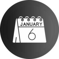 6e de janvier solide noir icône vecteur