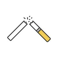 icône de couleur de cigarette cassée. arrêter de fumer. illustration vectorielle isolée vecteur