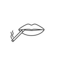 cigarette dans la bouche icône linéaire. illustration de la ligne mince. concept négatif de fumer. symbole de contour. dessin de contour isolé de vecteur