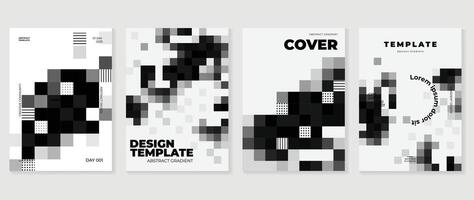 abstrait pixel Contexte couverture vecteur. moderne numérique fond d'écran avec noir et blanc couleur. futuriste atterrissage page illustration pour l'image de marque, commercial, publicité, la toile, affiche, carte. vecteur