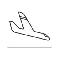 icône linéaire d'arrivée d'avion. illustration de la ligne mince. atterrissage d'avion. symbole de contour. dessin de contour isolé de vecteur