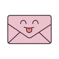 icône de couleur de caractère de courrier électronique souriant. messager rapide et facile. enveloppe. lettre. envoi postal. emoji, émoticône. illustration vectorielle isolée vecteur