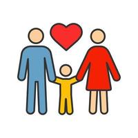 icône de couleur de famille. adoption. parentalité. mère, père et enfant. illustration vectorielle isolée vecteur