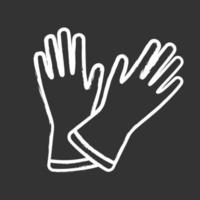 icône de craie de gants de ménage. gants médicaux en latex. illustration de tableau de vecteur isolé
