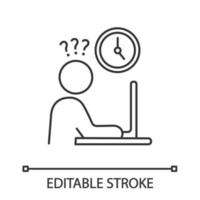 icône linéaire de rush de travail. stress au travail. illustration de la ligne mince. manque de temps. surmenage. symptômes de stress comportemental. symbole de contour. dessin de contour isolé de vecteur. trait modifiable vecteur