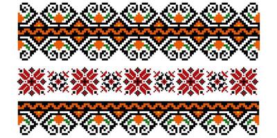 ensemble de modifiable coloré sans couture ethnique ukrainien traditionnel traverser point motifs pour broderie point. floral et géométrique ornements. vecteur illustration