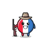 mascotte de chasseur de drapeau de france tenant une arme à feu vecteur