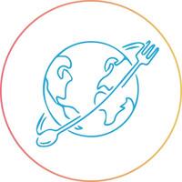 monde cuisine logo avec cuillère et fourchette bleu couleur, monde carte blanc arrière-plan, vecteur logo
