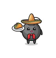 Bombe mascotte de chef mexicain tenant un taco vecteur