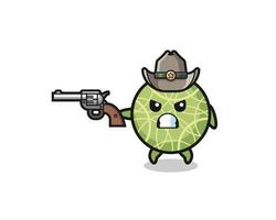 le cowboy melon tirant avec une arme à feu vecteur