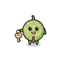 melon mignon comme mascotte d'agent immobilier vecteur