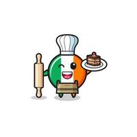 drapeau de l'irlande en tant que mascotte de chef pâtissier tenir un rouleau à pâtisserie vecteur