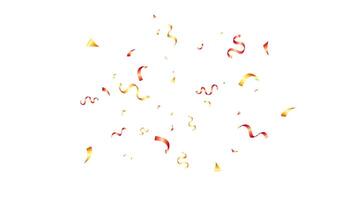 fête vecteur bannière Contexte avec Jaune et rouge enroulement rubans confettis, anniversaire, fête, salutation illustration avec amusement explosion