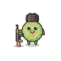 dessin animé mignon de melon comme armée russe vecteur