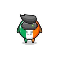 drapeau de l'irlande mignon à l'aide d'un casque vr vecteur