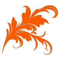 ai généré élégant tourbillonne damassé avec floral main dessiner Orange ligne style élément illustration sur blanc Contexte vecteur