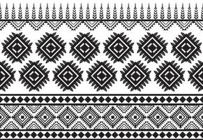 tribal traditionnel en tissu batik ethnique. ikat floral sans couture modèle feuilles géométrique répéter conception pour fond d'écran, emballage, mode, tapis, vêtements. noir et blanc vecteur