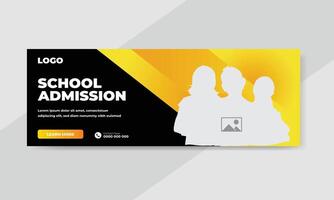 modèle de bannière de publication sur les médias sociaux pour la promotion de l'admission à l'école vecteur