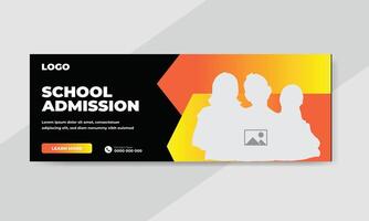 modèle de bannière de publication sur les médias sociaux pour la promotion de l'admission à l'école vecteur