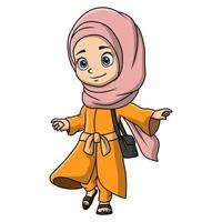 mignonne content musulman fille dessin animé vecteur