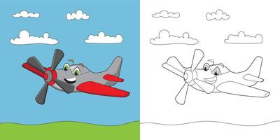 mignonne avion coloration page pour des gamins vecteur